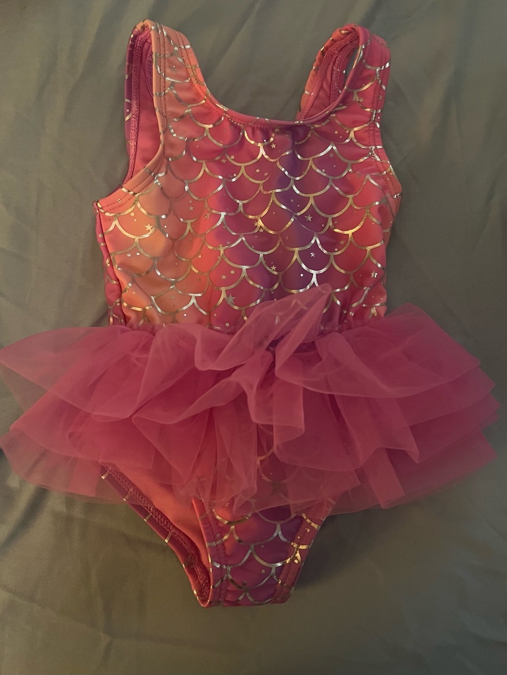 Girls 18 Months Mermaid Scale Swimsuit with Tutu NWOT (Still Has Liner)